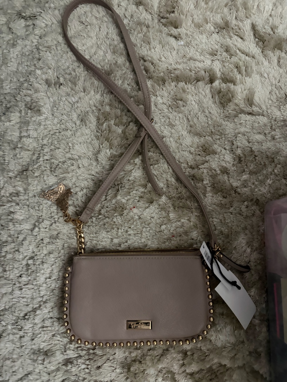 Jessica Simpson Stud-Trim Crossbody Bag in‎ Taupe